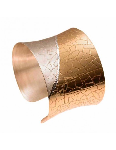 Bracciale lastra argento 925 in 2 colori oro e argento con diamantatura di unione colori