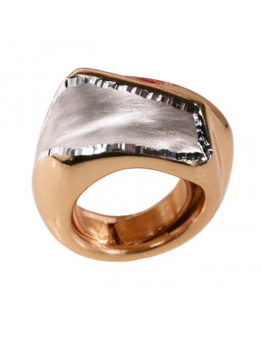 Big silver ring gold and diamond