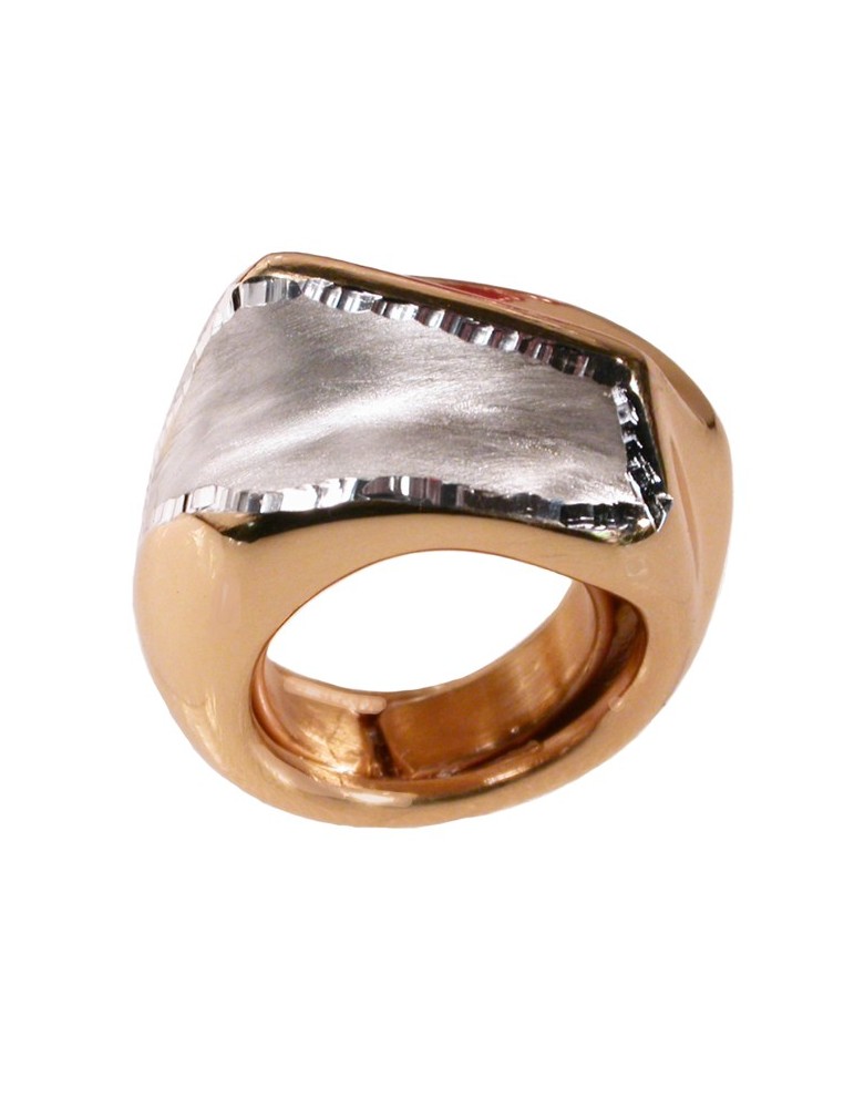 Big silver ring gold and diamond
