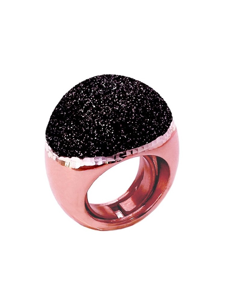 Grande anello in argento rosè con smalto glitter 