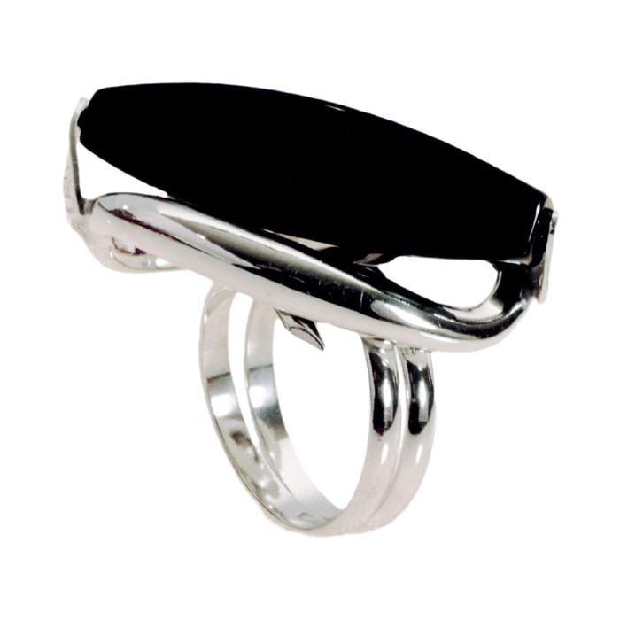 Anello onice nero e argento - anelli moda argento 