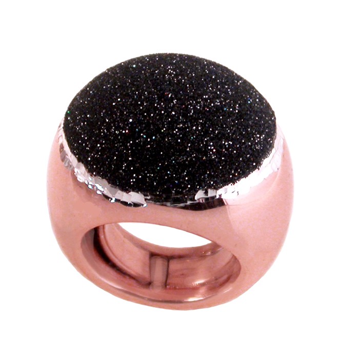 Grande anello in argento ros� con smalto glitter 
